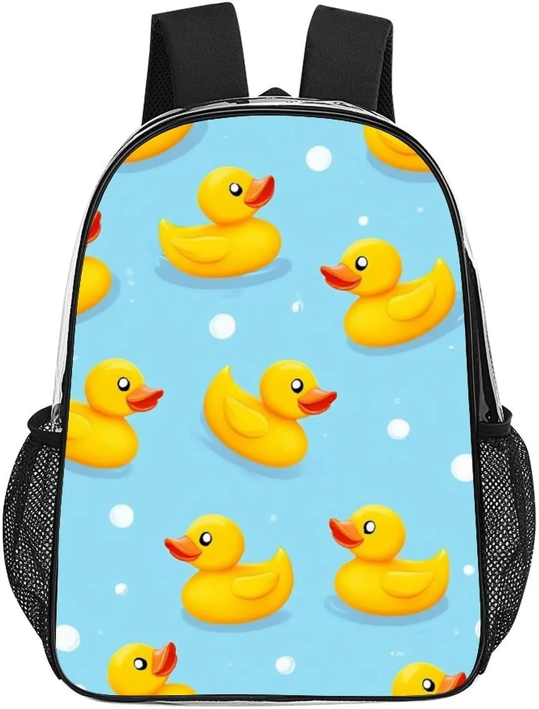 Supdreamc Lightweight Rucksacks for Camping Picnic Cycling - Large Capacity Multipurpose Transparent Carry On Bag, Cute Funny Blue Bubbles Yellow Rubber Ducks Travel Hiking & Camping Rucksack