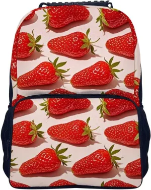 Supdreamc Lightweight Rucksacks for Climbing Outdoors Walking Cycling - Large Capacity Anti-Theft Multipurpose Carry On Bag, Cute Pink Strawberry Art Camping Outdoor Backpack