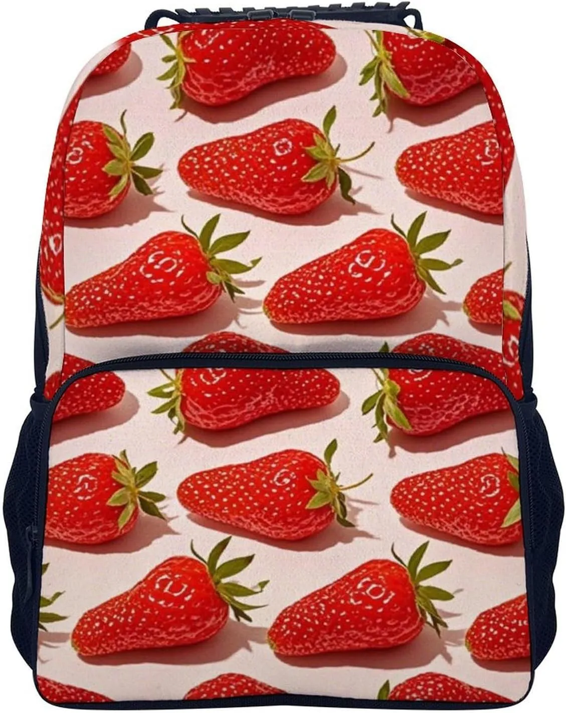 Supdreamc Lightweight Rucksacks for Climbing Outdoors Walking Cycling - Large Capacity Anti-Theft Multipurpose Carry On Bag, Cute Pink Strawberry Art Camping Outdoor Backpack