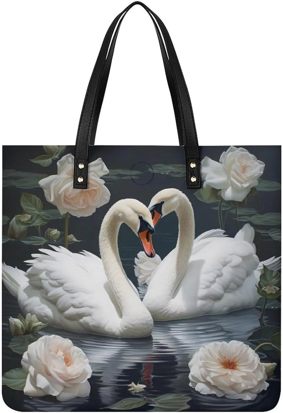 Swan (1) Tote Bags PU Leather Top Handle Satchel Handbags Shoulder Bags Travel Purse for Women Men