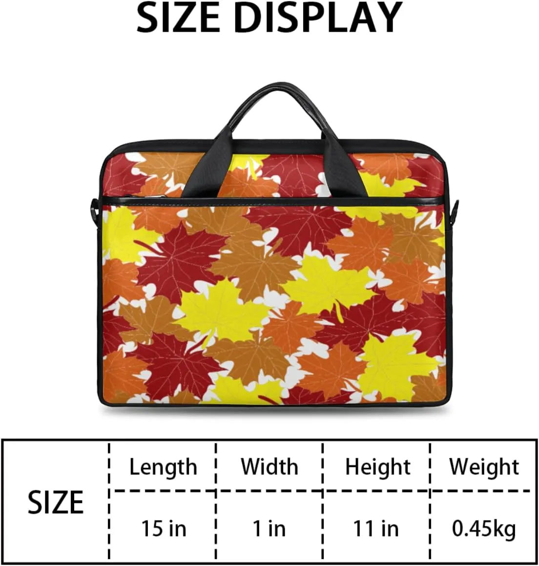 Thanksgiving Fall Maple Leaf Laptop Shoulder Messenger Bag Waterproof Laptop Briefcase with Handle and Padded Strap