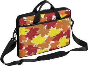 Thanksgiving Fall Maple Leaf Laptop Shoulder Messenger Bag Waterproof Laptop Briefcase with Handle and Padded Strap