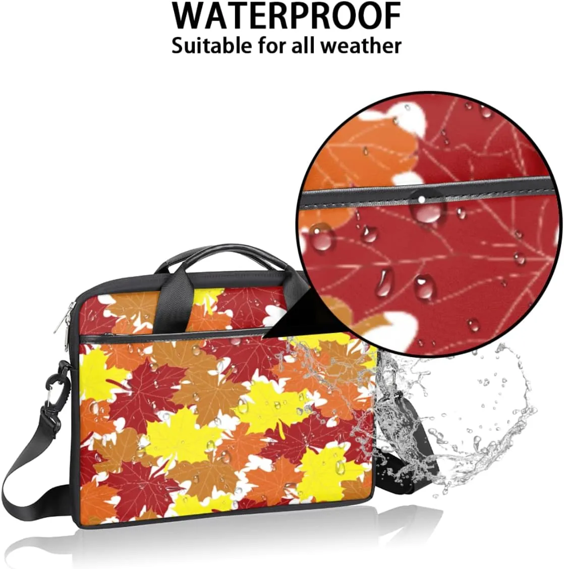 Thanksgiving Fall Maple Leaf Laptop Shoulder Messenger Bag Waterproof Laptop Briefcase with Handle and Padded Strap
