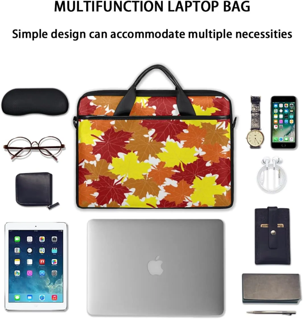 Thanksgiving Fall Maple Leaf Laptop Shoulder Messenger Bag Waterproof Laptop Briefcase with Handle and Padded Strap