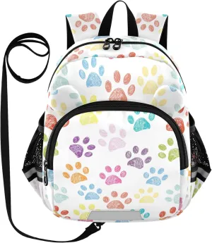 Toddler Backpack for Girls Boys Colorful Paws Kids Small Backpacks Mini Preschool Kindergarten Backpack Book Bags, 3-6 Years