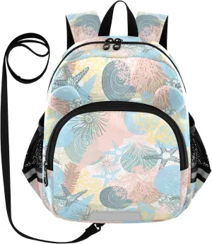 Toddler Backpack for Girls Boys Colorful Seashell Starfish Kids Small Backpacks Mini School Backpack Book Bags Kindergarten Bag, 3-6 Years