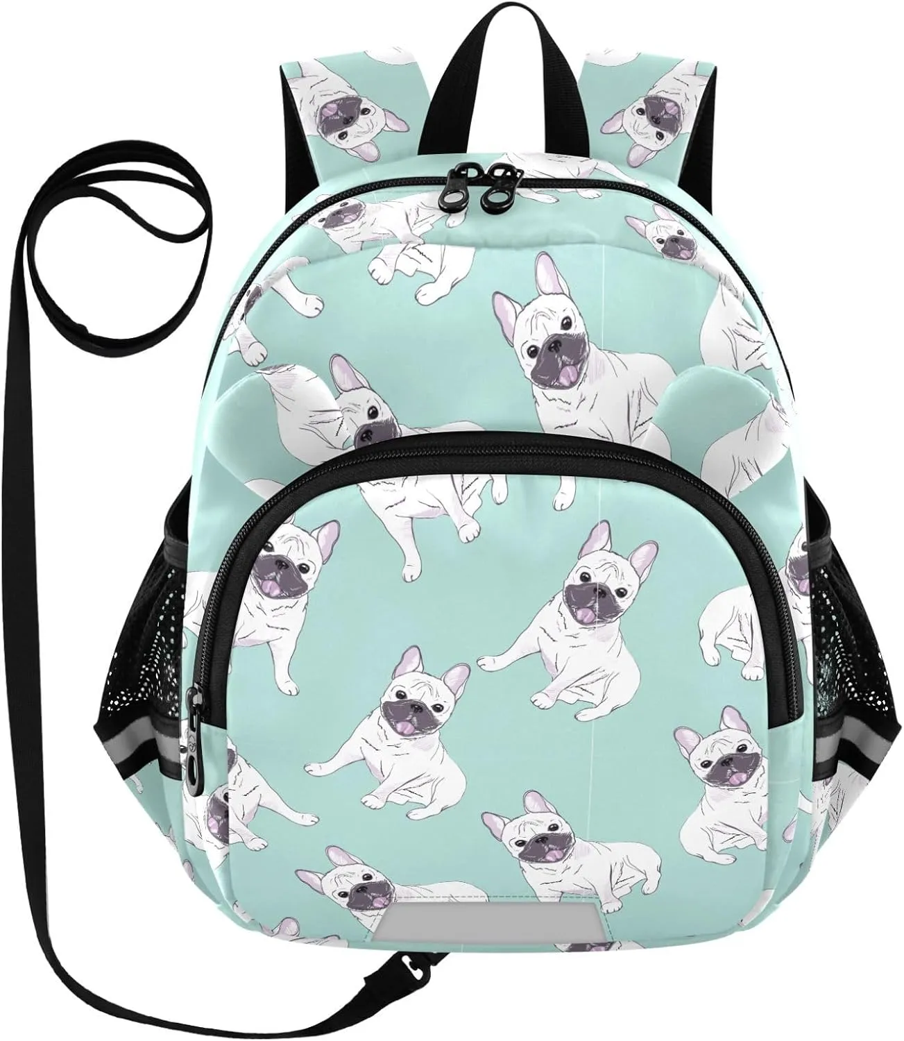 Toddler Backpack for Girls Boys Cute Pug Dog Teal Kids Small Backpacks Mini Preschool Kindergarten Backpack Book Bags, 3-6 Years