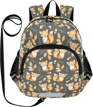 Toddler Backpack for Girls Boys Fall Leaf Fox Kids Small Backpacks Mini Preschool Kindergarten Travel Backpack Book Bags, 3-6 Years