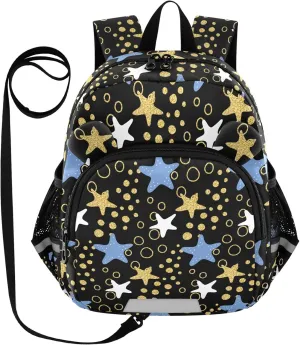 Toddler Backpack for Girls Boys Golden Starfish Bubbles Kids Small Backpacks Mini Preschool Kindergarten Backpack Book Bags, 3-6 Years