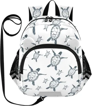 Toddler Backpack for Girls Boys Hand Drawn Turtle Kids Small Backpacks Mini Preschool Kindergarten Travel Backpack Book Bags, 3-6 Years