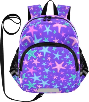 Toddler Backpack for Girls Boys Purple Blue Starfish Kids Small Backpacks Mini Preschool Kindergarten Backpack Book Bags, 3-6 Years