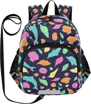 Toddler Backpack for Girls Boys Seashell Dolphin Kids Small Backpacks Mini Preschool Kindergarten Backpack Book Bags, 3-6 Years
