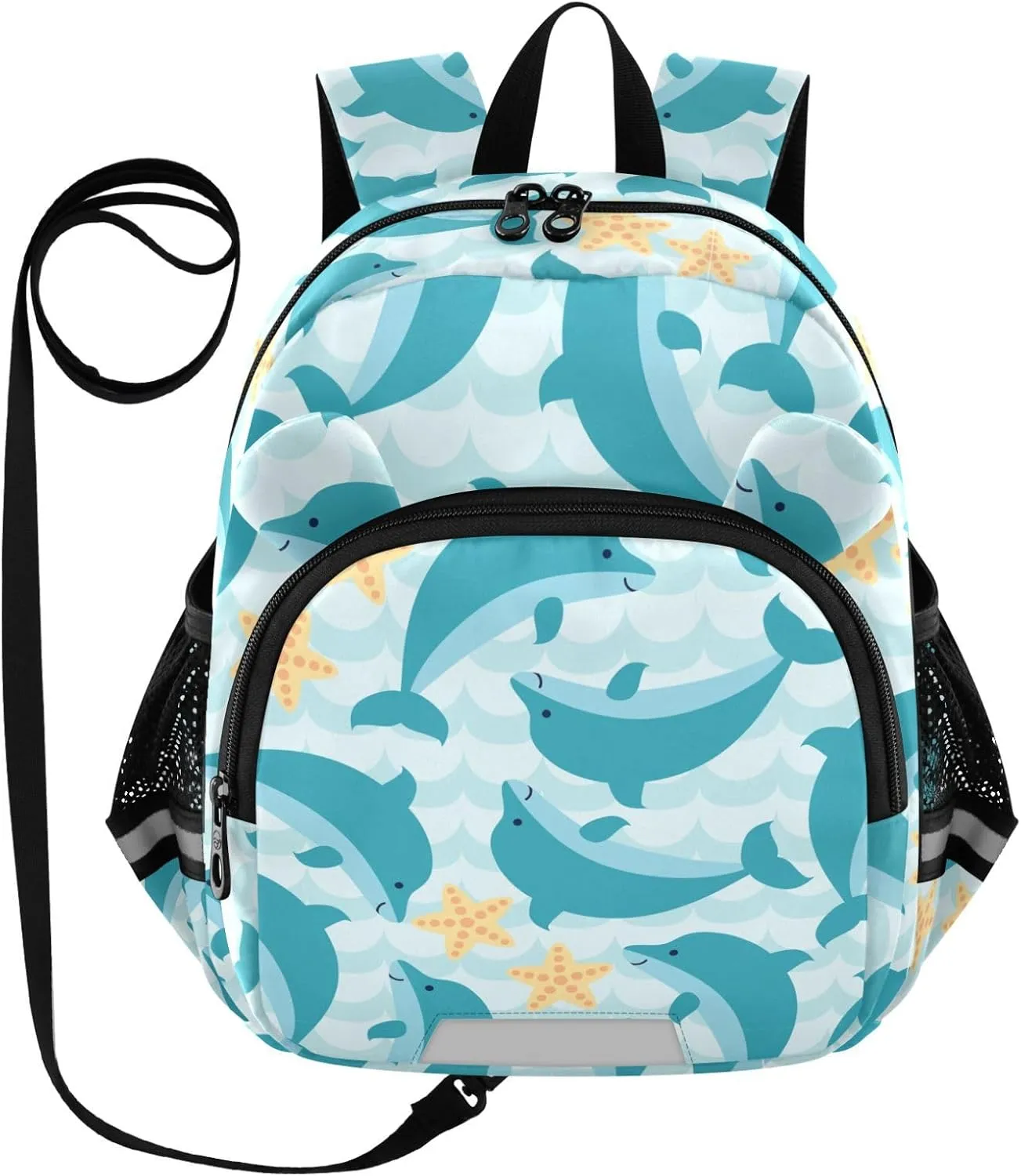 Toddler Backpack for Girls Boys Teal Dolphin Starfish Kids Small Backpacks Mini School Backpack Book Bags Kindergarten Bag, 3-6 Years
