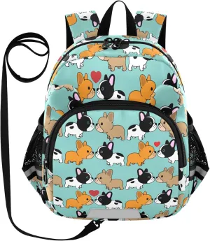 Toddler Backpack for Girls Boys Valentines Bulldog Kids Small Backpacks Mini School Backpack Book Bags Kindergarten Bag, 3-6 Years
