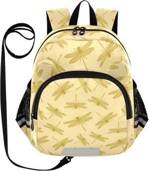Toddler Backpack for Girls Boys Yellow Beautiful Dragonfly Kids Small Backpacks Mini Preschool Kindergarten Backpack Book Bags, 3-6 Years