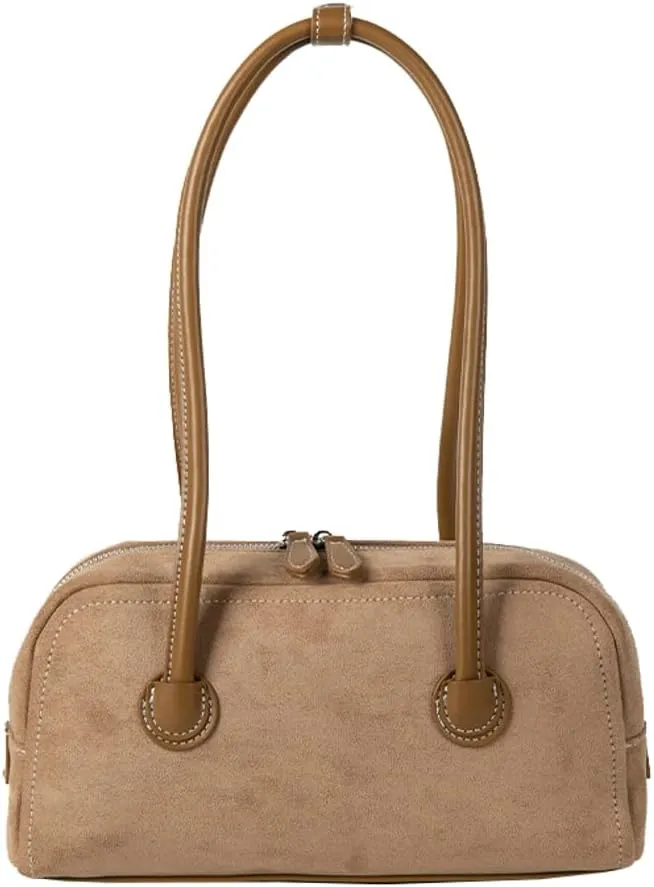 Trendy Handbags for Women Classic Suede Bowling Bag for Women Chic Hobo Purse Boston Bag Messenger Bag Korean Purse