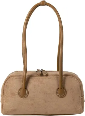 Trendy Handbags for Women Classic Suede Bowling Bag for Women Chic Hobo Purse Boston Bag Messenger Bag Korean Purse