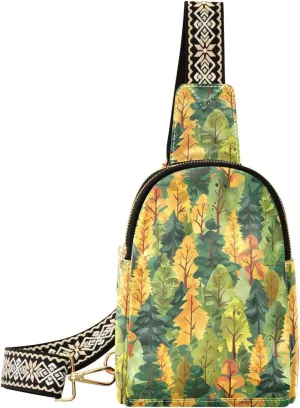 trendy Personalized Green Yellow Nature cross body bags cute leather crossbody fanny packs for day pack