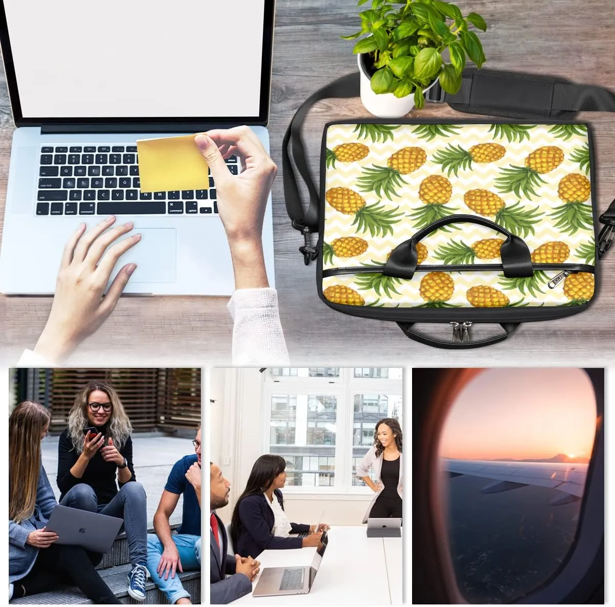 Tropic Floral Quote Home Laptop Shoulder Messenger Bag Waterproof Laptop Briefcase with Handle and Padded Strap Case Sleeve