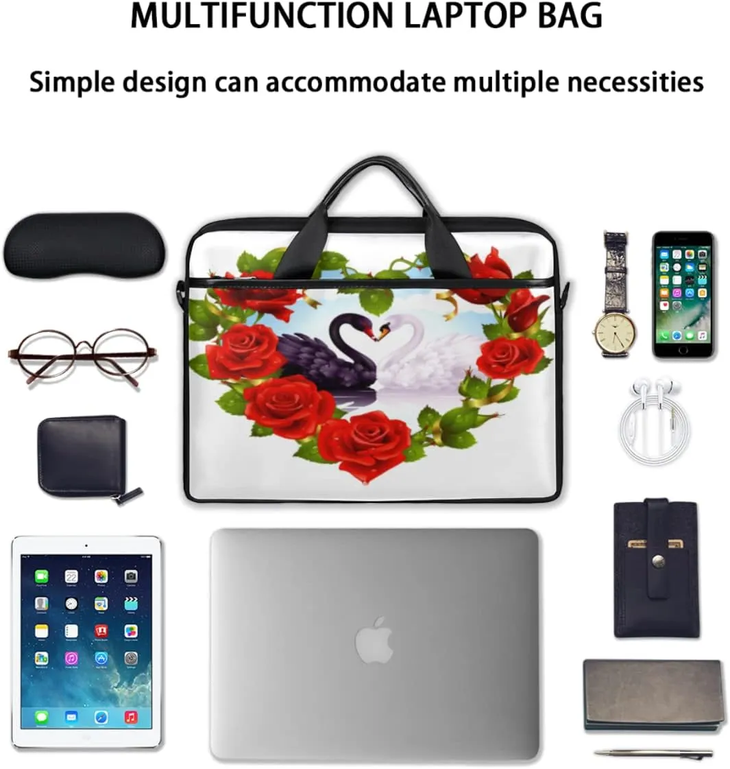 Tropical Flower Flamingo Laptop Shoulder Messenger Bag Waterproof Laptop Briefcase with Handle and Padded Strap Case Sleeve