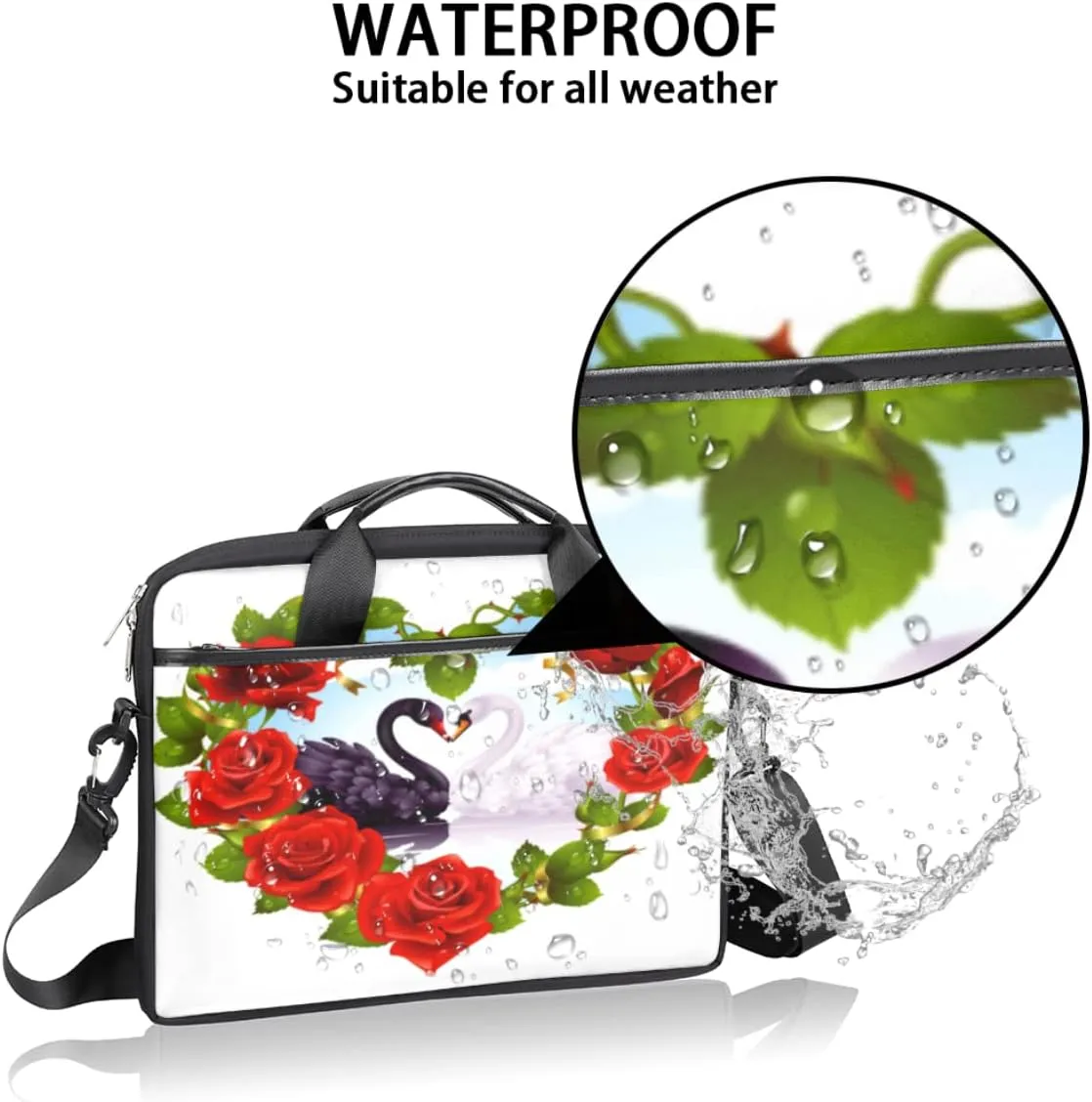 Tropical Flower Flamingo Laptop Shoulder Messenger Bag Waterproof Laptop Briefcase with Handle and Padded Strap Case Sleeve