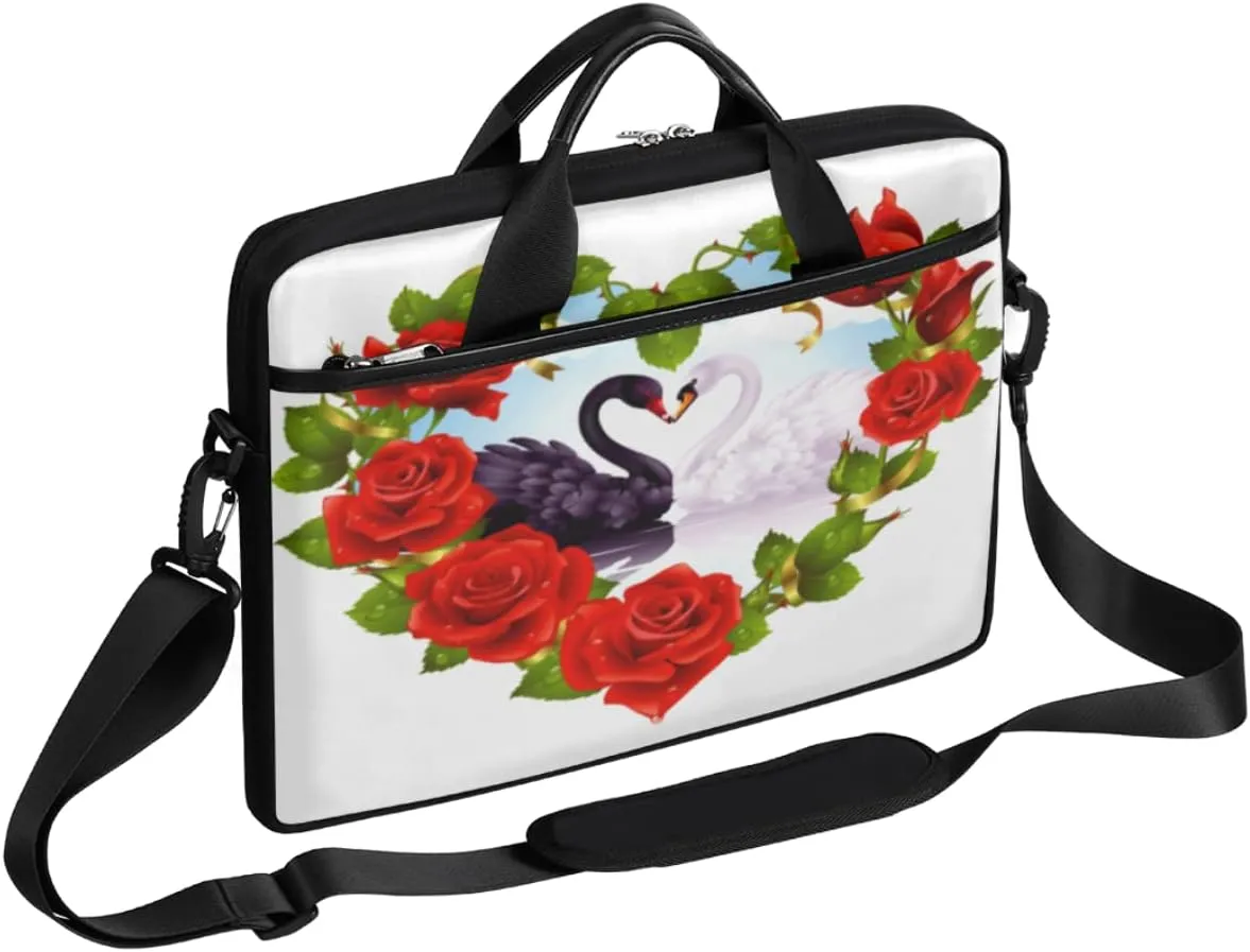 Tropical Flower Flamingo Laptop Shoulder Messenger Bag Waterproof Laptop Briefcase with Handle and Padded Strap Case Sleeve