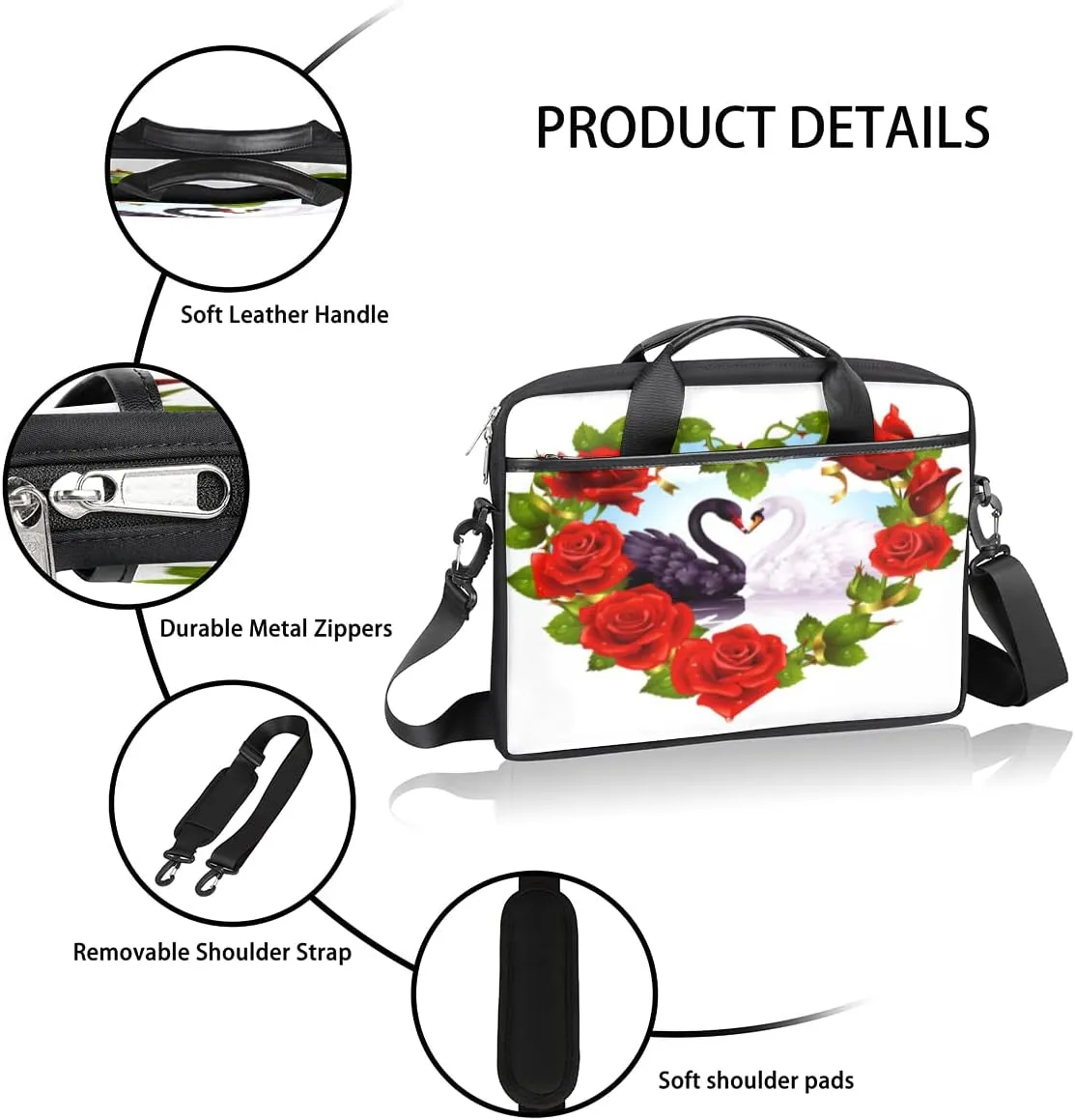 Tropical Flower Flamingo Laptop Shoulder Messenger Bag Waterproof Laptop Briefcase with Handle and Padded Strap Case Sleeve