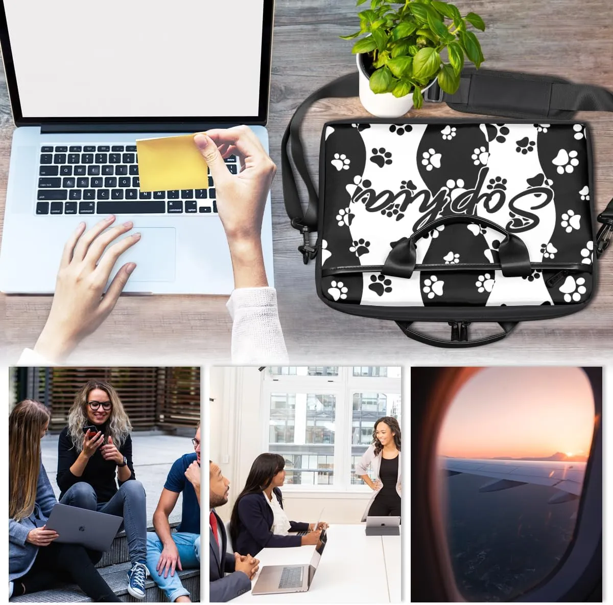 TropicalLife Personalized Laptop Bag 15 Inch Custom Sleeve Case with Handle Shoulder Strap Computer Messenger Bag