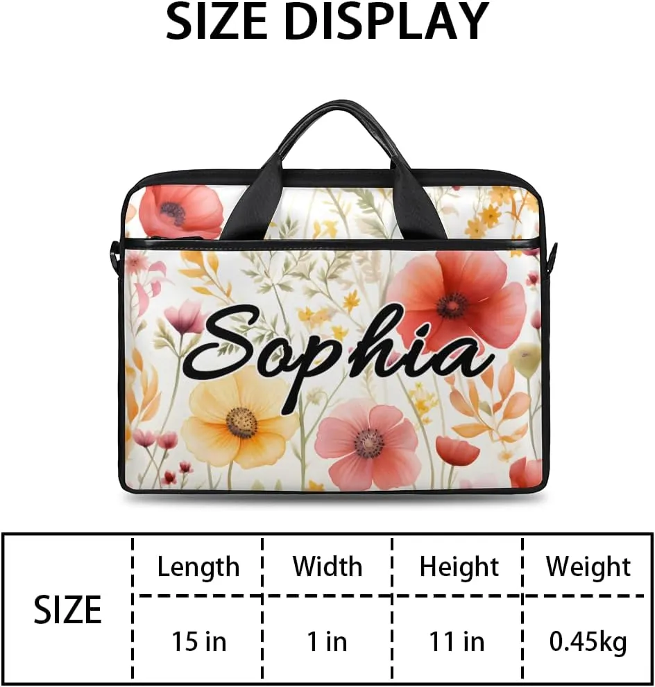 TropicalLife Personalized Laptop Bag 15 Inch Custom Sleeve Case with Handle Shoulder Strap Computer Messenger Bag