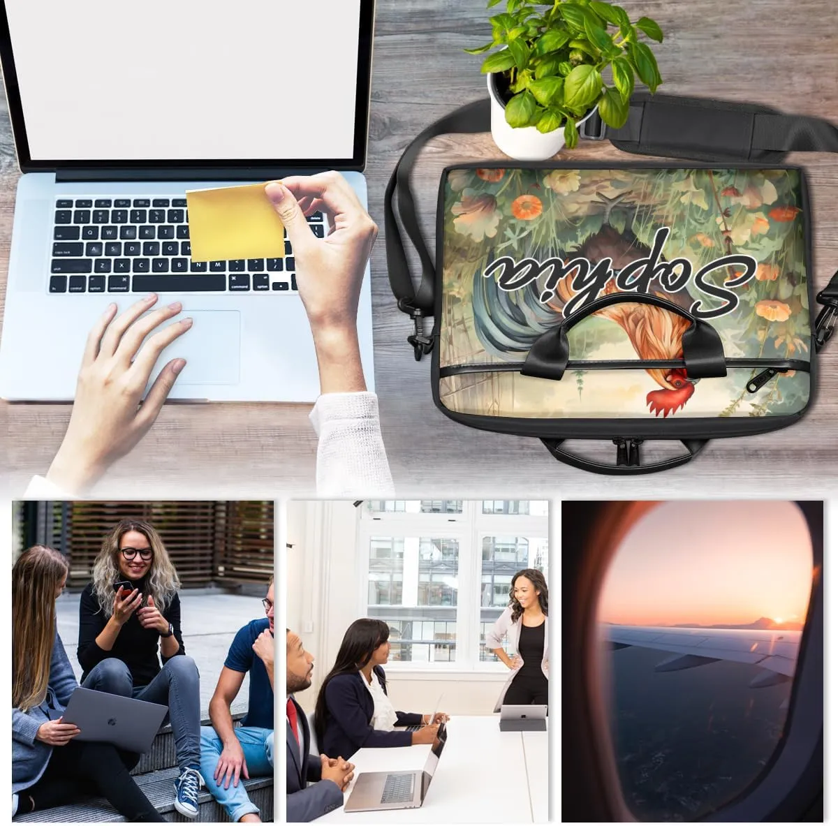 TropicalLife Personalized Laptop Bag 15 Inch Custom Sleeve Case with Handle Shoulder Strap Computer Messenger Bag