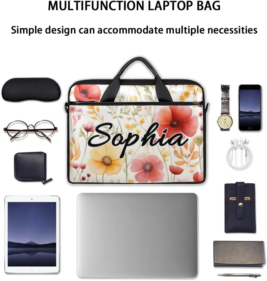 TropicalLife Personalized Laptop Bag 15 Inch Custom Sleeve Case with Handle Shoulder Strap Computer Messenger Bag
