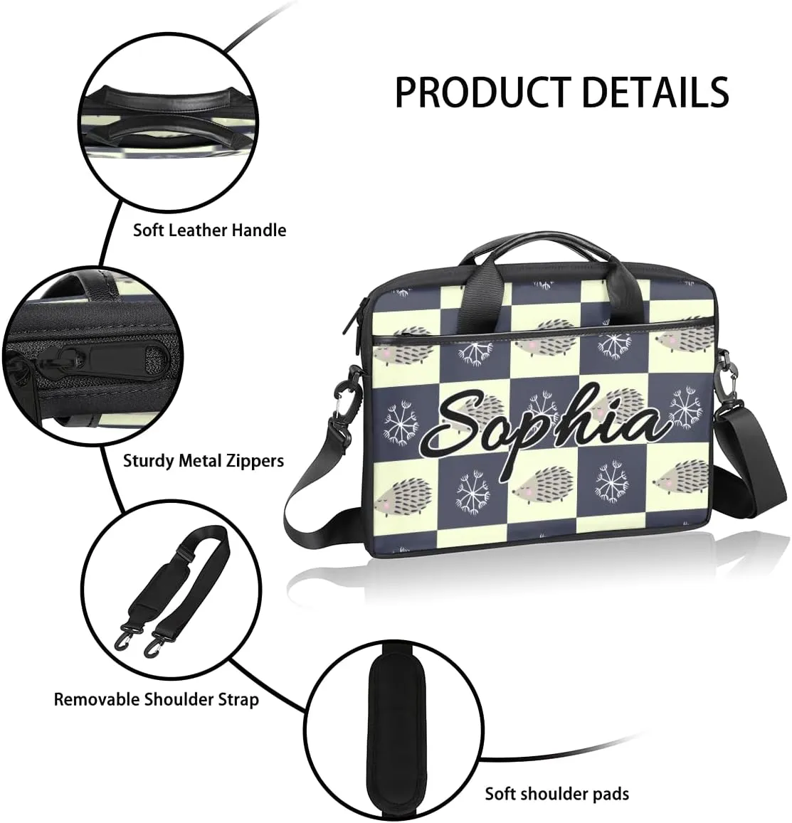 TropicalLife Personalized Laptop Bag 15 Inch Custom Sleeve Case with Handle Shoulder Strap Computer Messenger Bag