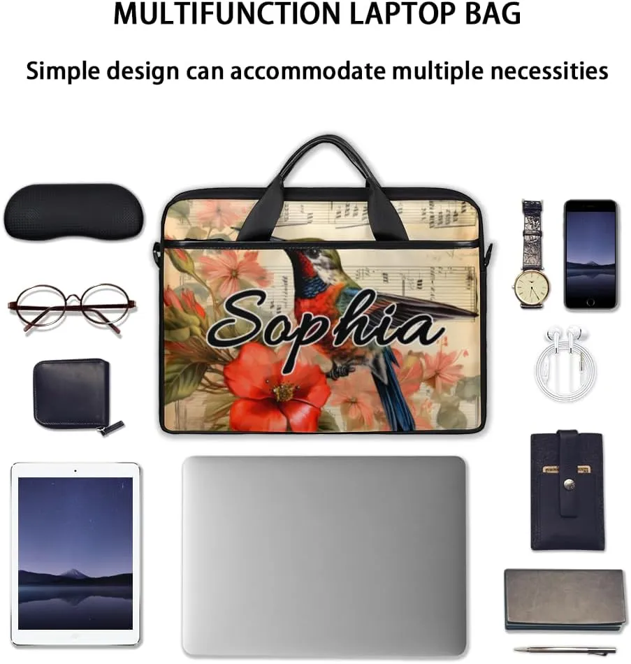TropicalLife Personalized Laptop Bag 15 Inch Custom Sleeve Case with Handle Shoulder Strap Computer Messenger Bag