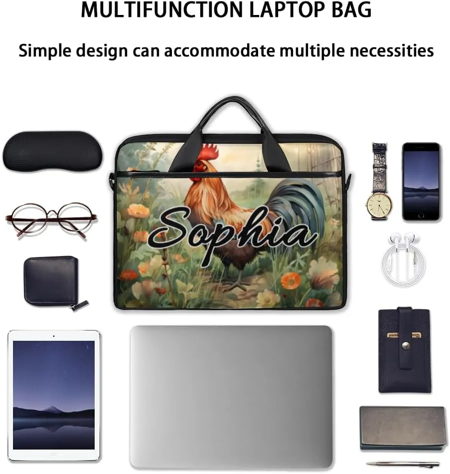 TropicalLife Personalized Laptop Bag 15 Inch Custom Sleeve Case with Handle Shoulder Strap Computer Messenger Bag
