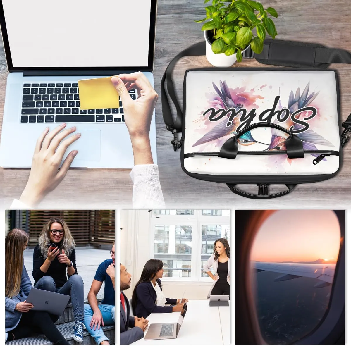 TropicalLife Personalized Laptop Bag 15 Inch Custom Sleeve Case with Handle Shoulder Strap Computer Messenger Bag