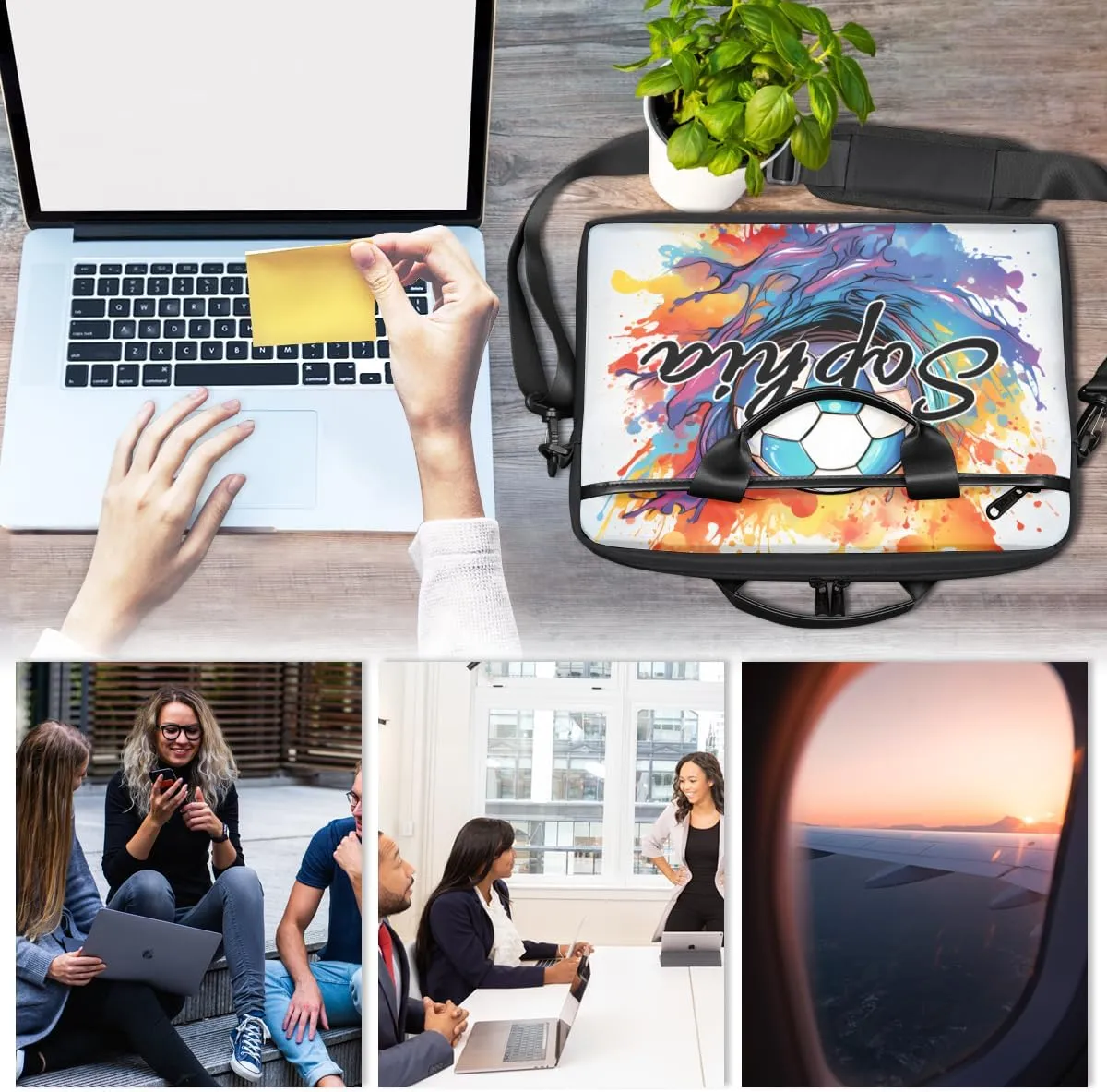 TropicalLife Personalized Laptop Bag 15 Inch Custom Sleeve Case with Handle Shoulder Strap Computer Messenger Bag