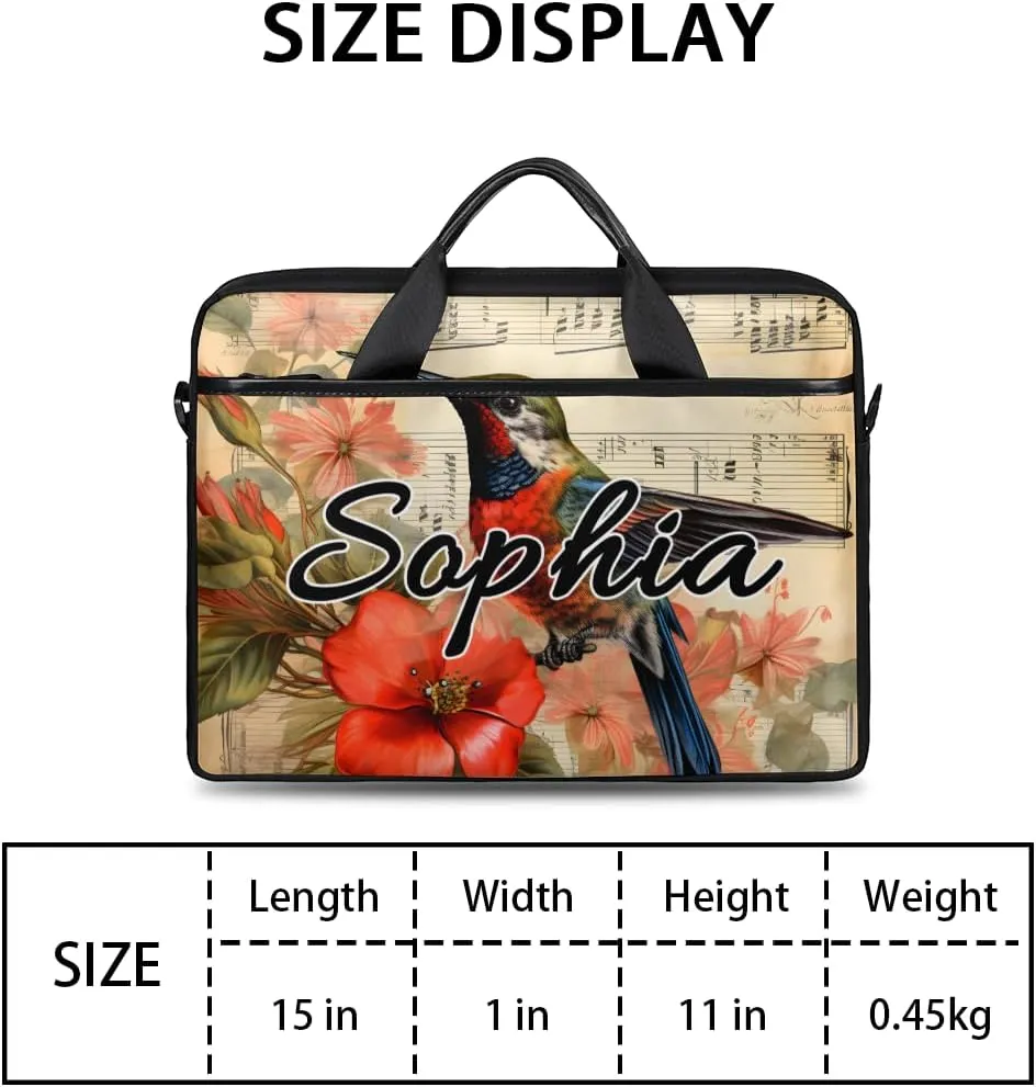 TropicalLife Personalized Laptop Bag 15 Inch Custom Sleeve Case with Handle Shoulder Strap Computer Messenger Bag