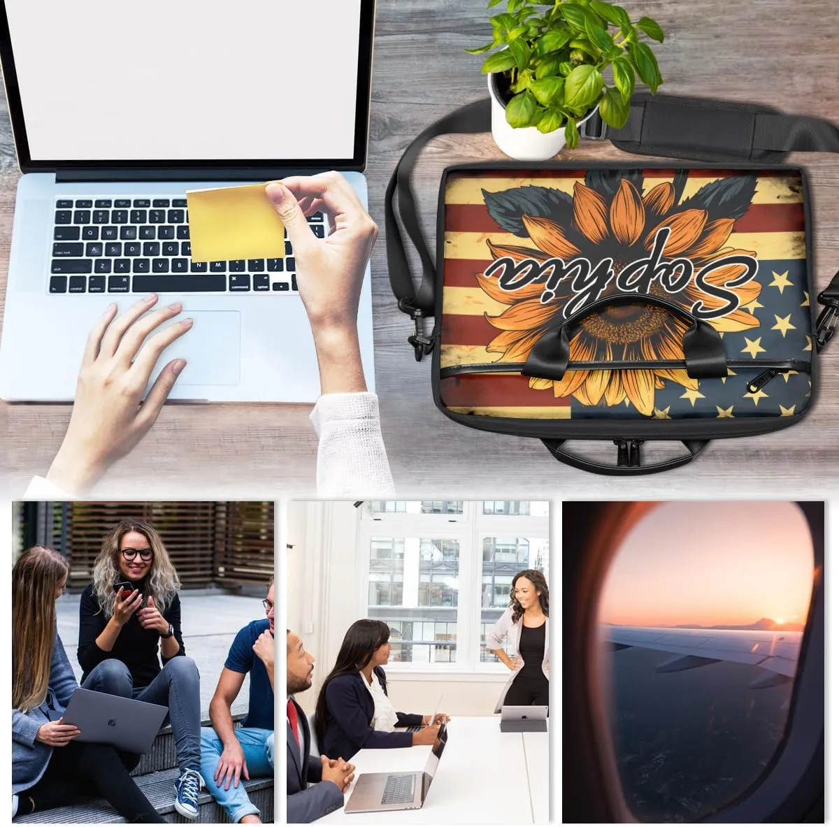 TropicalLife Personalized Laptop Bag 15 Inch Custom Sleeve Case with Handle Shoulder Strap Computer Messenger Bag