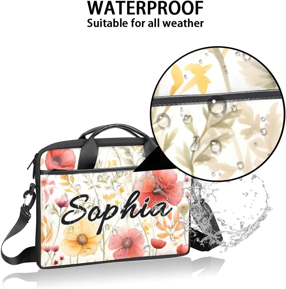 TropicalLife Personalized Laptop Bag 15 Inch Custom Sleeve Case with Handle Shoulder Strap Computer Messenger Bag