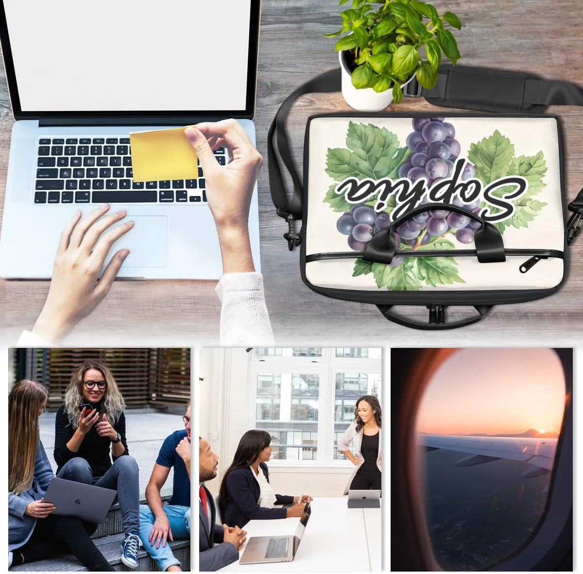 TropicalLife Personalized Laptop Bag 15 Inch Custom Sleeve Case with Handle Shoulder Strap Computer Messenger Bag