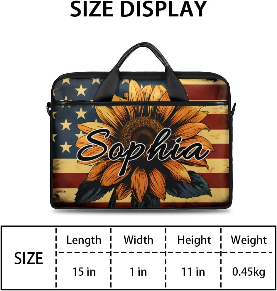 TropicalLife Personalized Laptop Bag 15 Inch Custom Sleeve Case with Handle Shoulder Strap Computer Messenger Bag