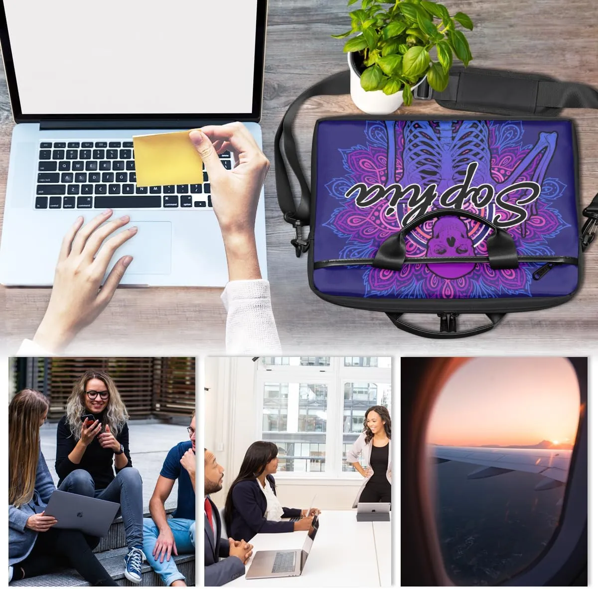 TropicalLife Personalized Laptop Bag 15 Inch Custom Sleeve Case with Handle Shoulder Strap Computer Messenger Bag