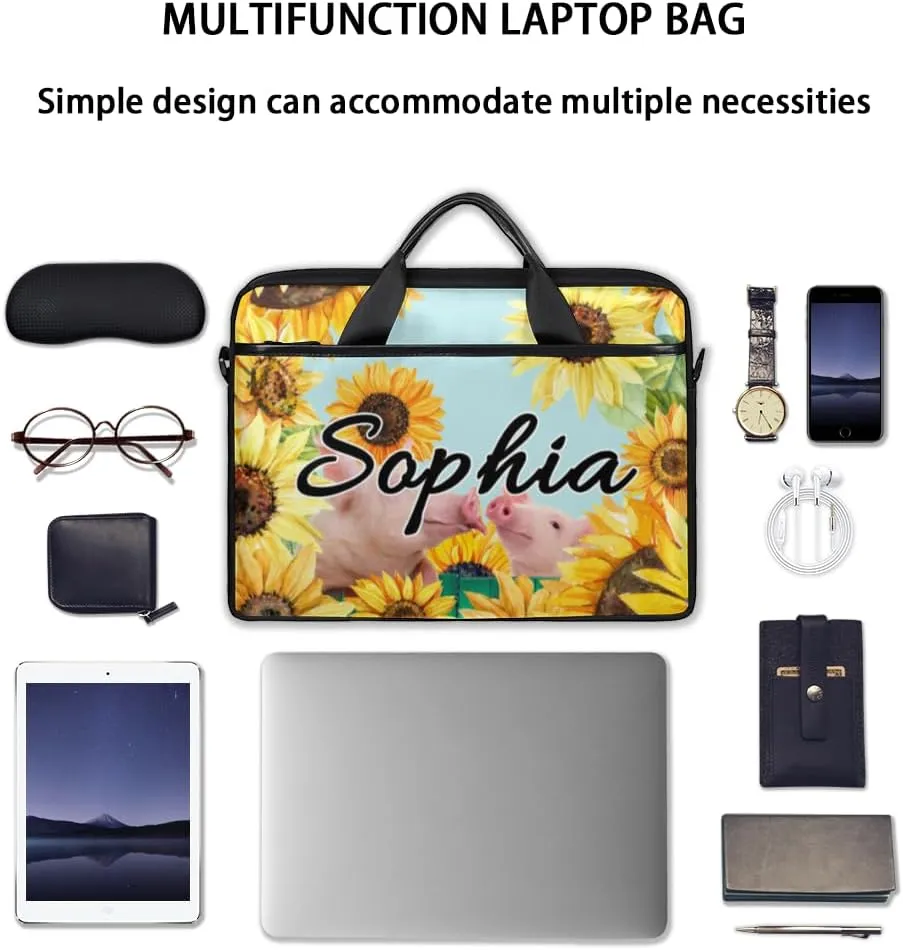 TropicalLife Personalized Laptop Bag 15 Inch Custom Sleeve Case with Handle Shoulder Strap Computer Messenger Bag