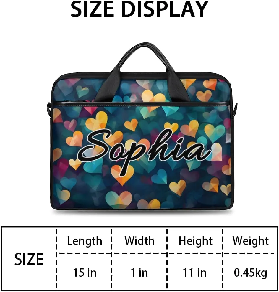 TropicalLife Personalized Laptop Bag 15 Inch Custom Sleeve Case with Handle Shoulder Strap Computer Messenger Bag