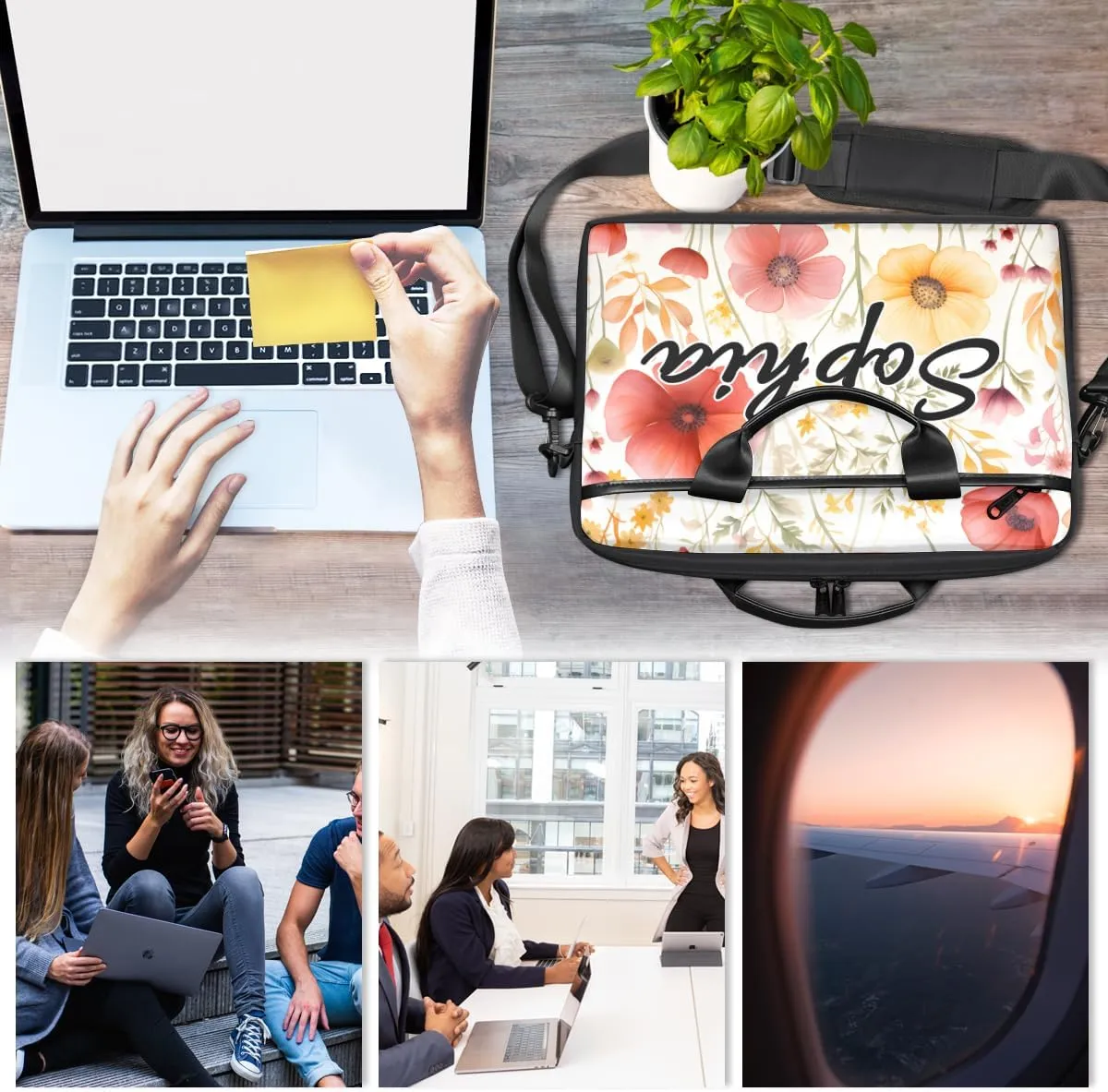 TropicalLife Personalized Laptop Bag 15 Inch Custom Sleeve Case with Handle Shoulder Strap Computer Messenger Bag