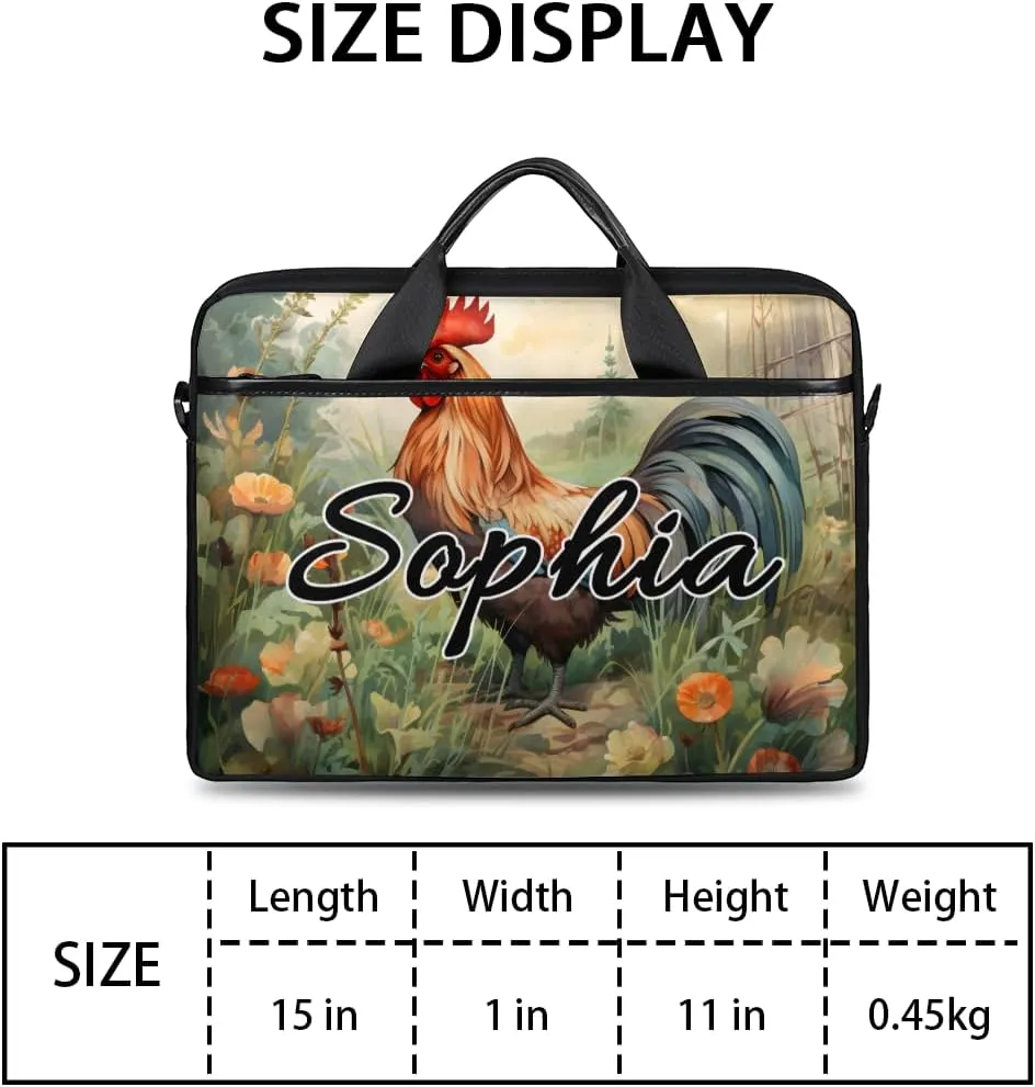 TropicalLife Personalized Laptop Bag 15 Inch Custom Sleeve Case with Handle Shoulder Strap Computer Messenger Bag
