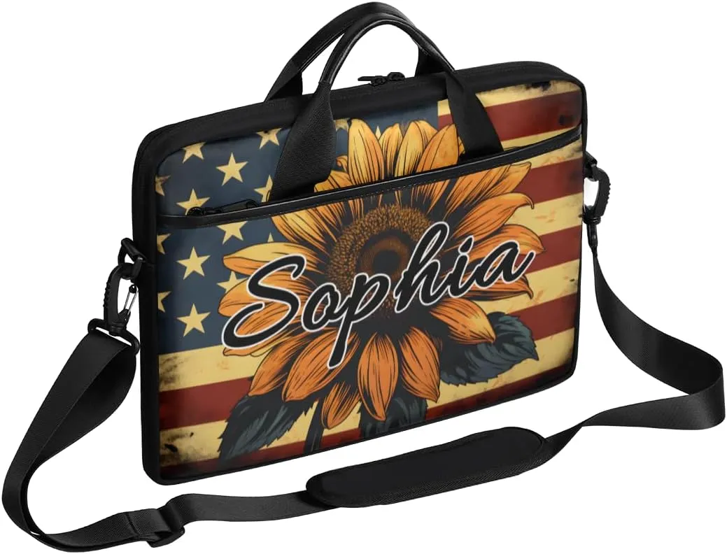 TropicalLife Personalized Laptop Bag 15 Inch Custom Sleeve Case with Handle Shoulder Strap Computer Messenger Bag