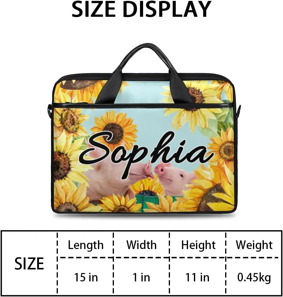 TropicalLife Personalized Laptop Bag 15 Inch Custom Sleeve Case with Handle Shoulder Strap Computer Messenger Bag