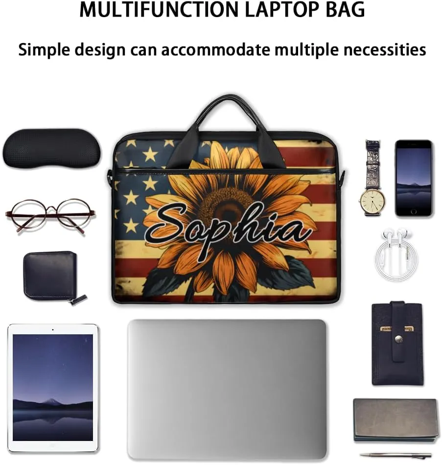 TropicalLife Personalized Laptop Bag 15 Inch Custom Sleeve Case with Handle Shoulder Strap Computer Messenger Bag