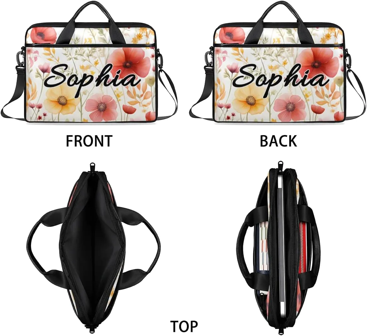TropicalLife Personalized Laptop Bag 15 Inch Custom Sleeve Case with Handle Shoulder Strap Computer Messenger Bag